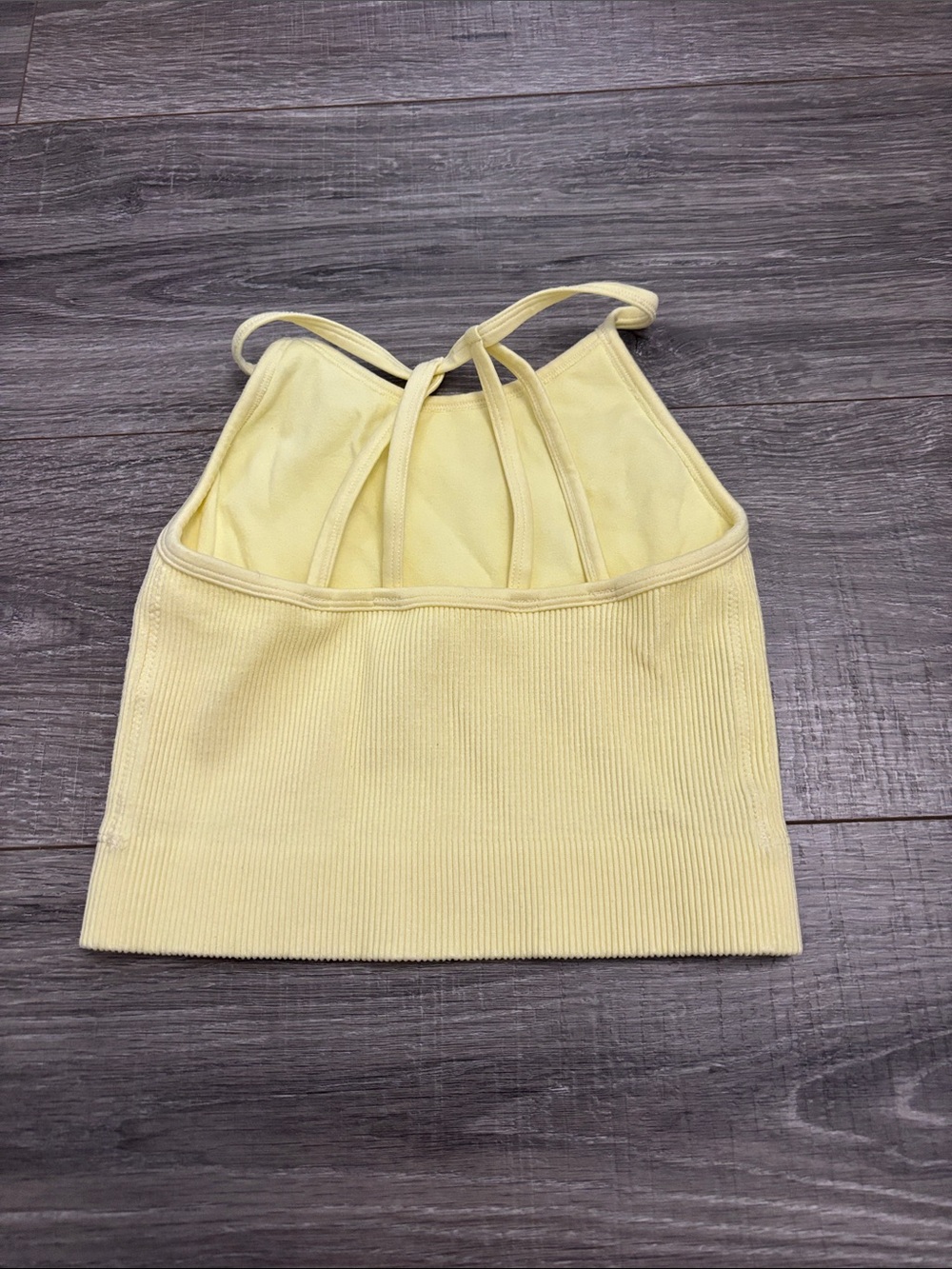 Yellow Ribbed Cropped Tank Top - Picture 2 of 2